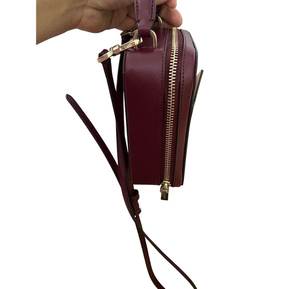 Kate Spade New York Meow Cat Daisy Crossbody Bag Burgundy Saffiano Leather - Picture 5 of 16